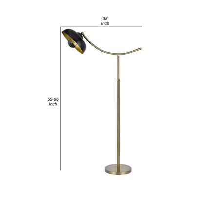 66 Inch Adjustable Arc Floor Lamp, Dome Shade, Dark Bronze, Antique Brass - View 5