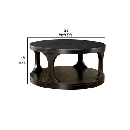 Carrie Transitional Coffee Table, Antique Black - View 6