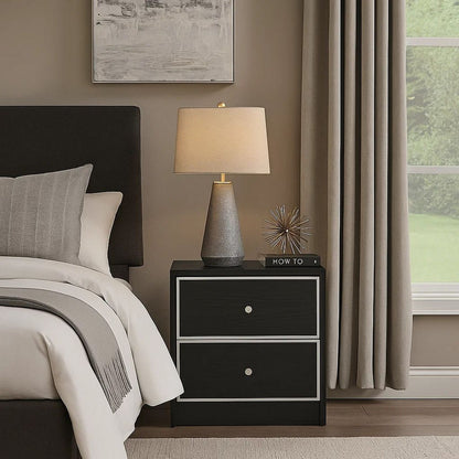 Accent Table with 2 Storage Drawers and Intricate Trimming, Black - View 7