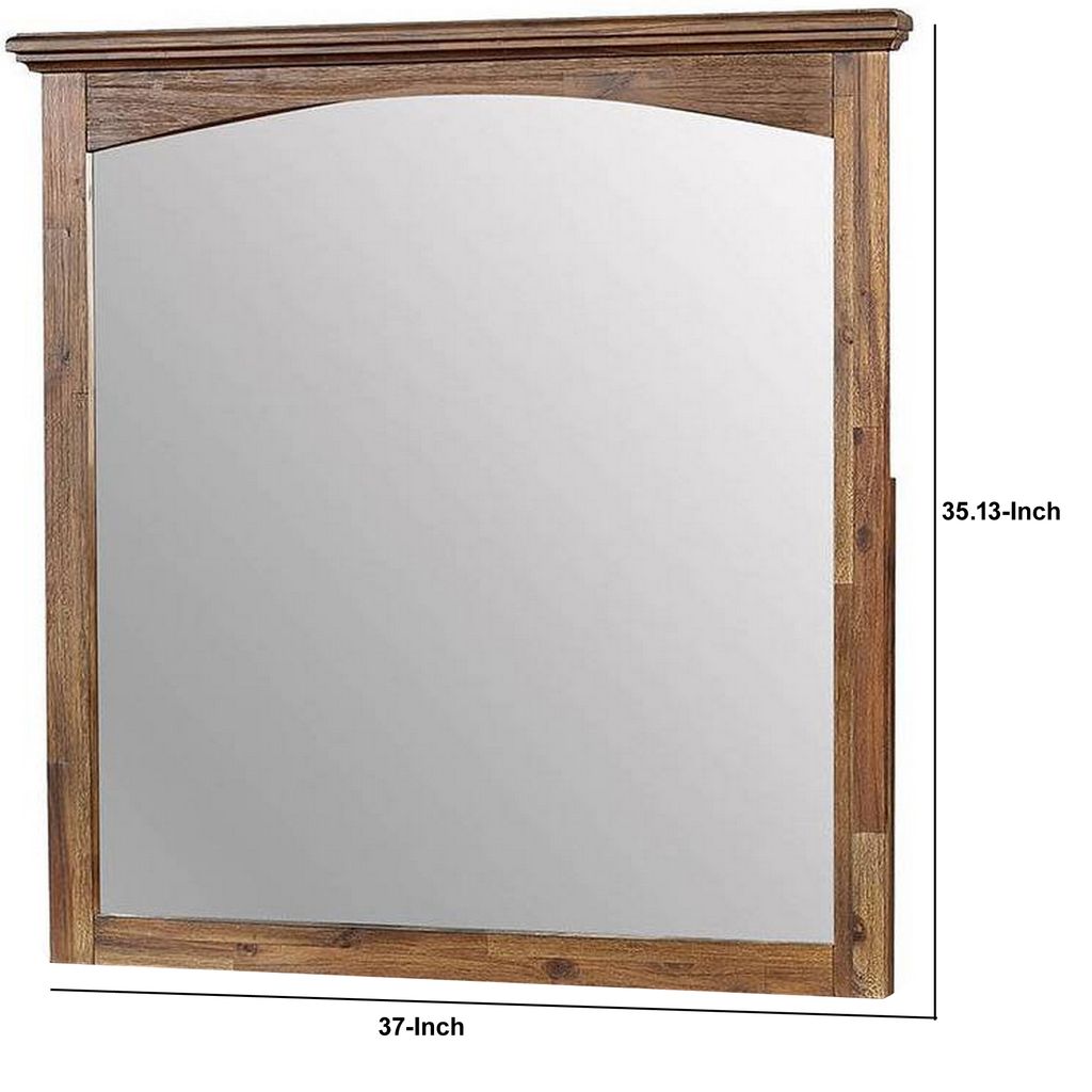 37 Inch Transitional Style Wooden Frame Mirror, Dark Oak - View 6
