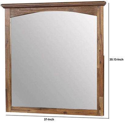 37 Inch Transitional Style Wooden Frame Mirror, Dark Oak - View 6