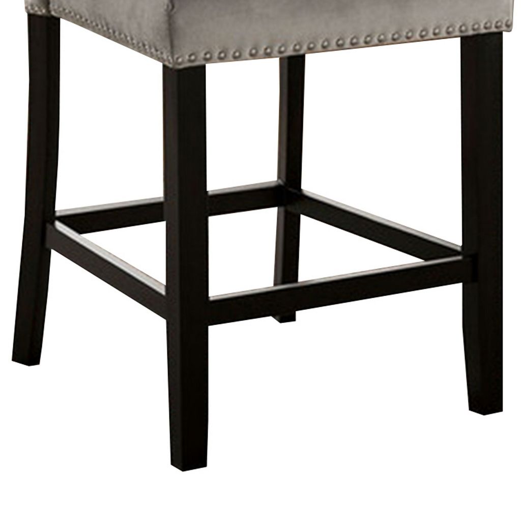 Counter Height Side Chair with Padded Seating, Set of 2, Gray - View 4