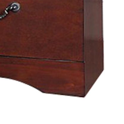 Bran 27 Inch 2 Drawer Nightstand, Pine Wood, Grain Details, Cherry Brown - View 4