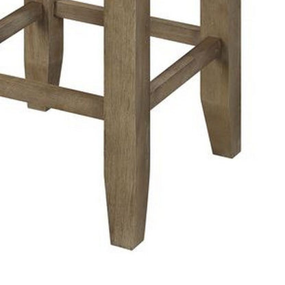 Counter Height Stool with Faux Leather Seat, Set of 2, Oak Brown - View 5