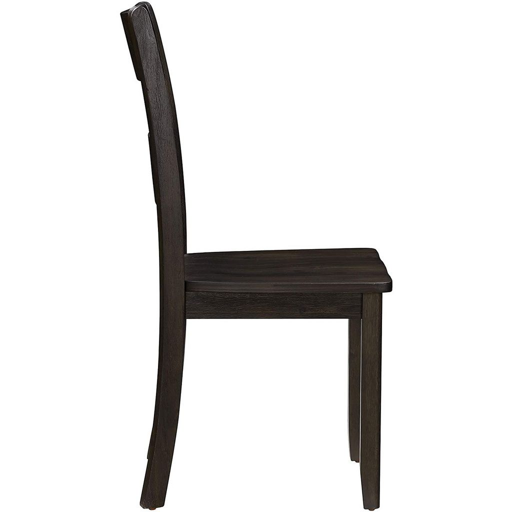 Transitional Wooden Side Chair with Ladder Backrest, Set of 2, Dark Brown - View 5