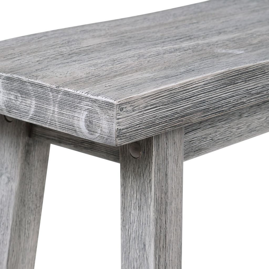 Saddle Design Wooden Bench with Grain Details, Gray - View 4