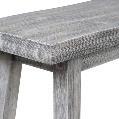 Saddle Design Wooden Bench with Grain Details, Gray - View 4