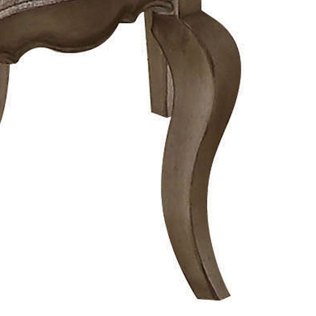 Wooden Arm Chairs with Button Tufting, Set of Two, Gray and Brown - View 2