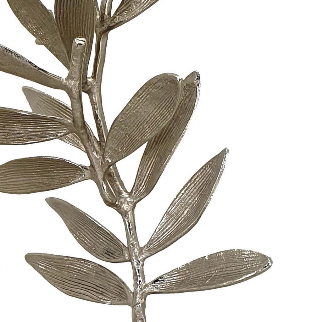 28, 23 Inch Set of 2 Metal Statuettess, Decorative Accent Olive Tree, White - View 3