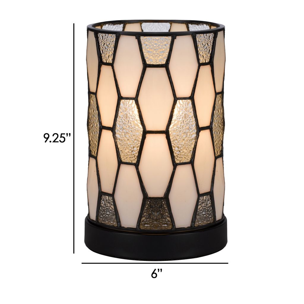 Eli 9 Inch Accent Lamp, Hand Painted Cylinder Tiffany Style Shade, Bronze - View 5