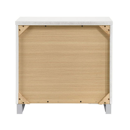 Wooden Nightstand with 2 Drawers and Chrome Metal Legs, White - View 4