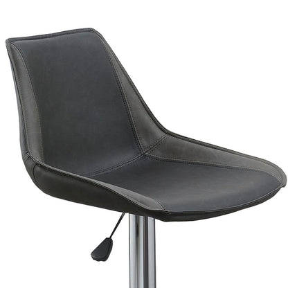 Carl 25-29 Inch Vegan Faux Leather Bar Stool, Adjustable Height, Set of 2, Gray Seat - View 2