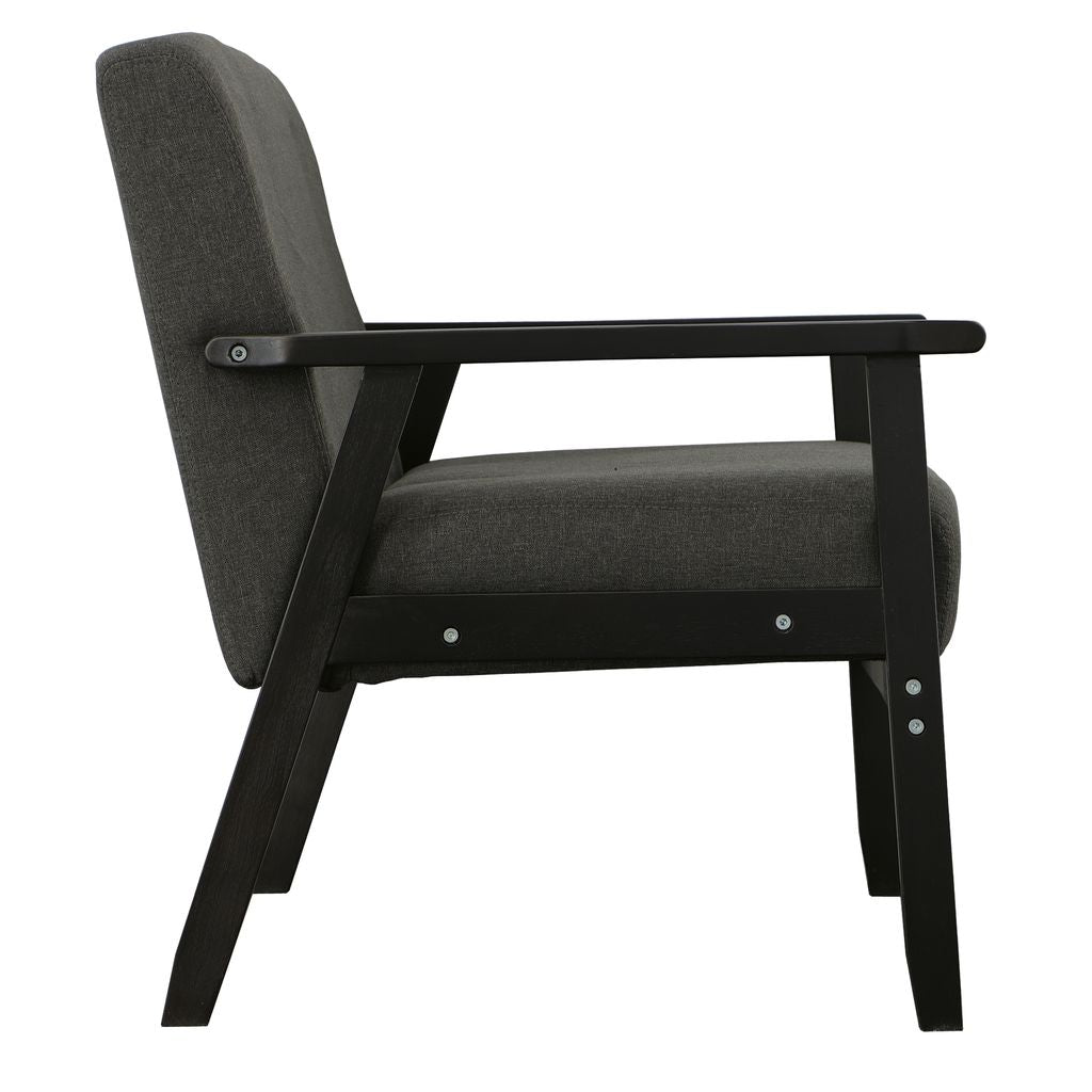 Gala 45 Inch Modern Loveseat Bench, Dark Gray Fabric, Jet Black Wood Frame - View 6
