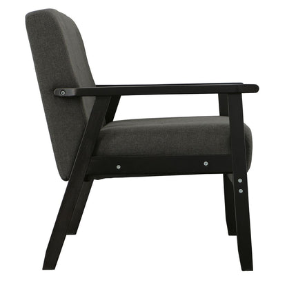 Gala 45 Inch Modern Loveseat Bench, Dark Gray Fabric, Jet Black Wood Frame - View 6