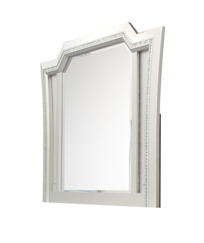 Elegant Mirror with Crystal Sparkling Trim and Led Lights, Silver - View 4