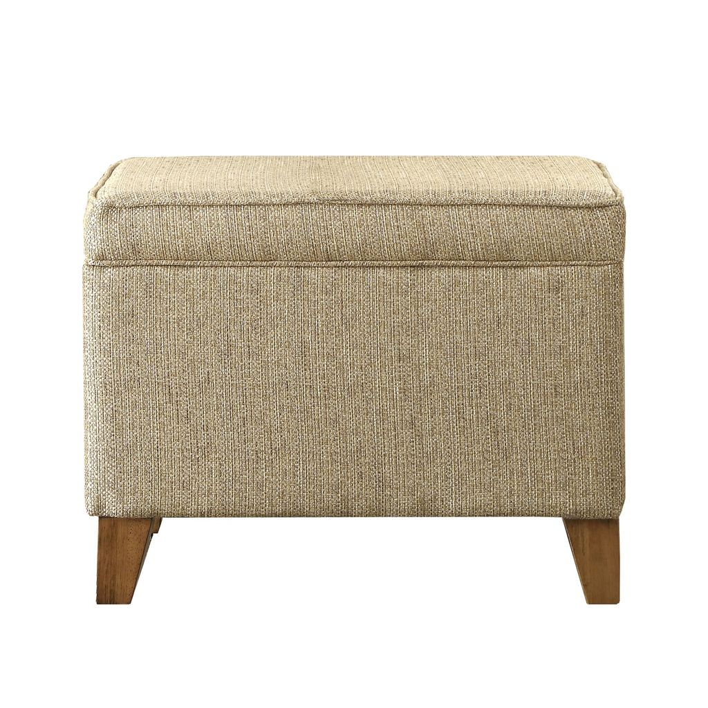 Rectangular Fabric Upholstered Wooden Ottoman with Lift Top Storage – Brown
