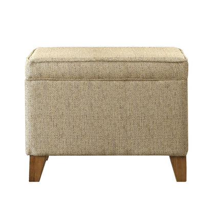 Rectangular Fabric Upholstered Wooden Ottoman with Lift Top Storage – Brown
