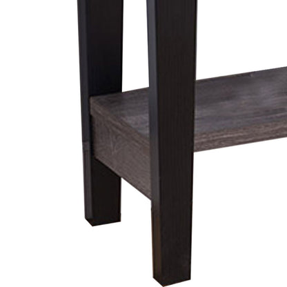 Wooden Console Table With Bottom Shelf, Black And Gray - View 4