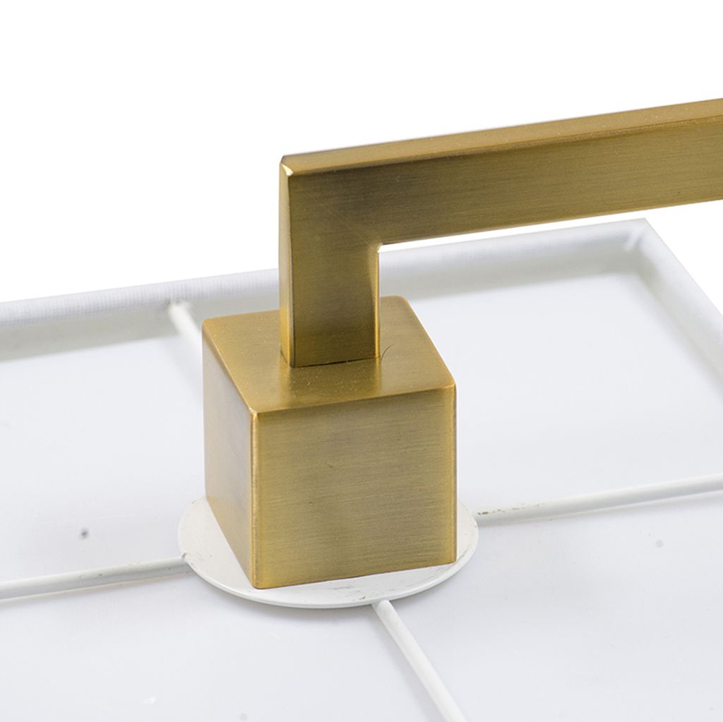 25 Inch Modern Geometric Table Lamp, Square Shade, White Marble Base, Gold - View 4