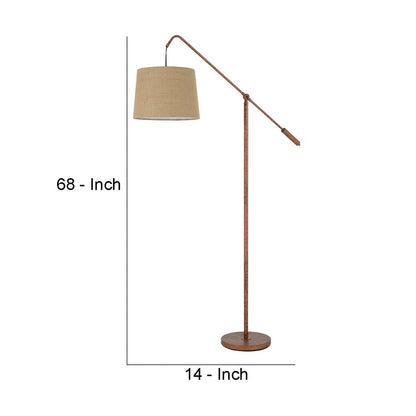 68 Inch Adjustable Arc Arm Metal Floor Lamp, Rustic Bronze - View 6