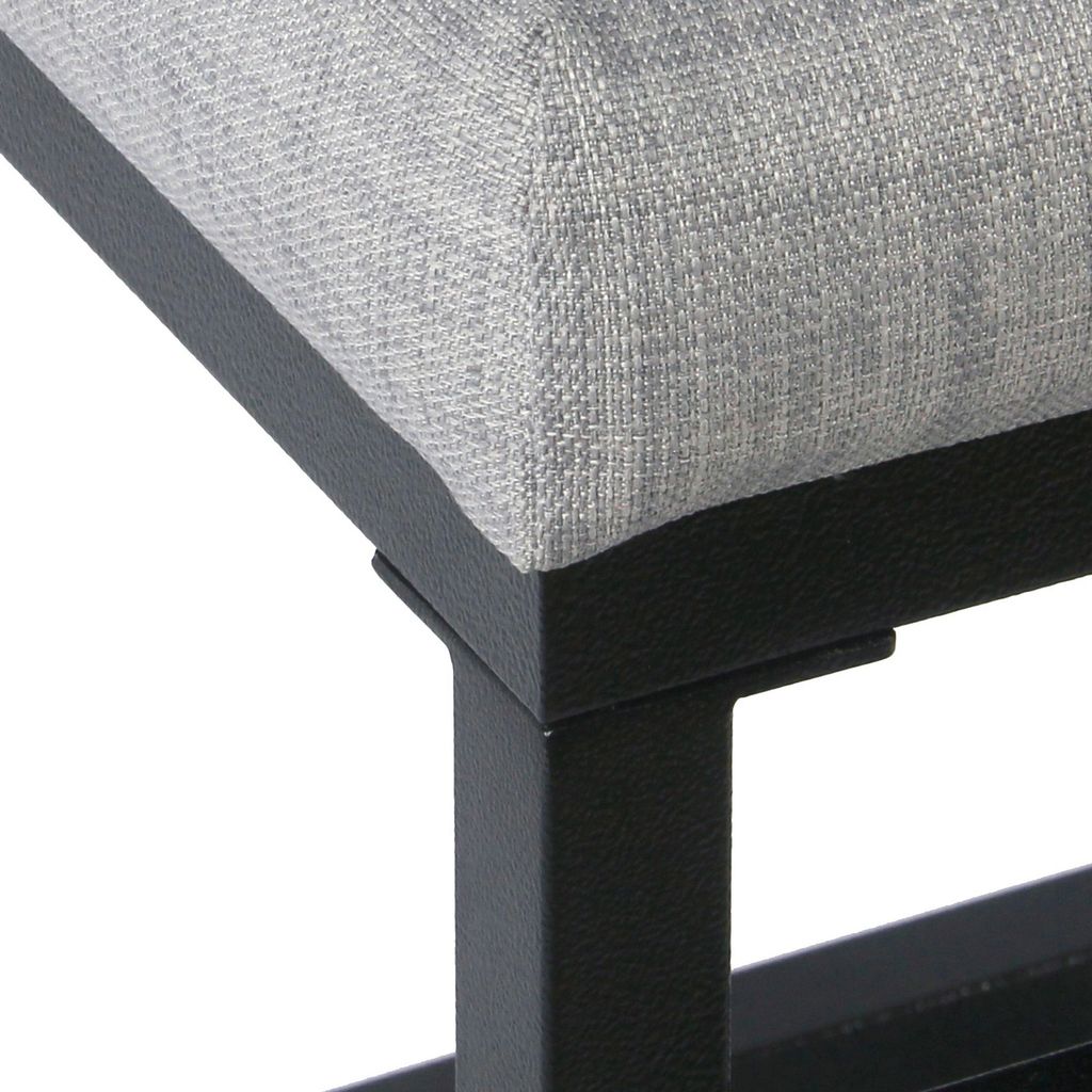 Open Back Metal Counter Stool with Fabric Upholstered Padded Seat, Gray and Black - View 4