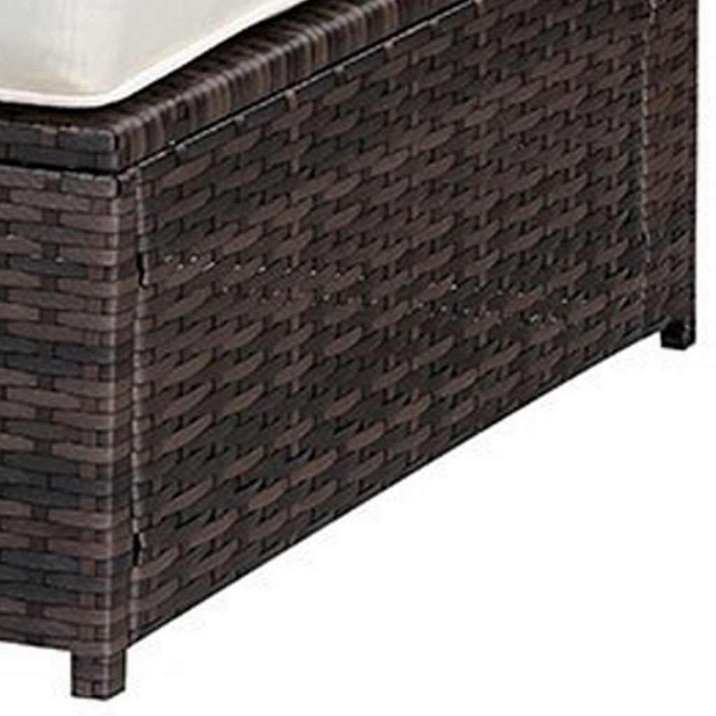 Aluminum Frame Patio Side Chair With Cushioned Seating, Ivory & Espresso Brown - View 6