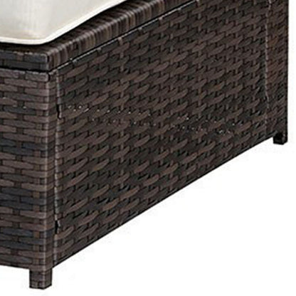 Aluminum Frame Patio Side Chair With Cushioned Seating, Ivory & Espresso Brown - View 6