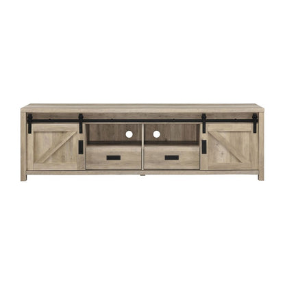 Sem 79 Inch TV Media Entertainment Console, Sliding Doors, 2 Drawers, Brown - View 2