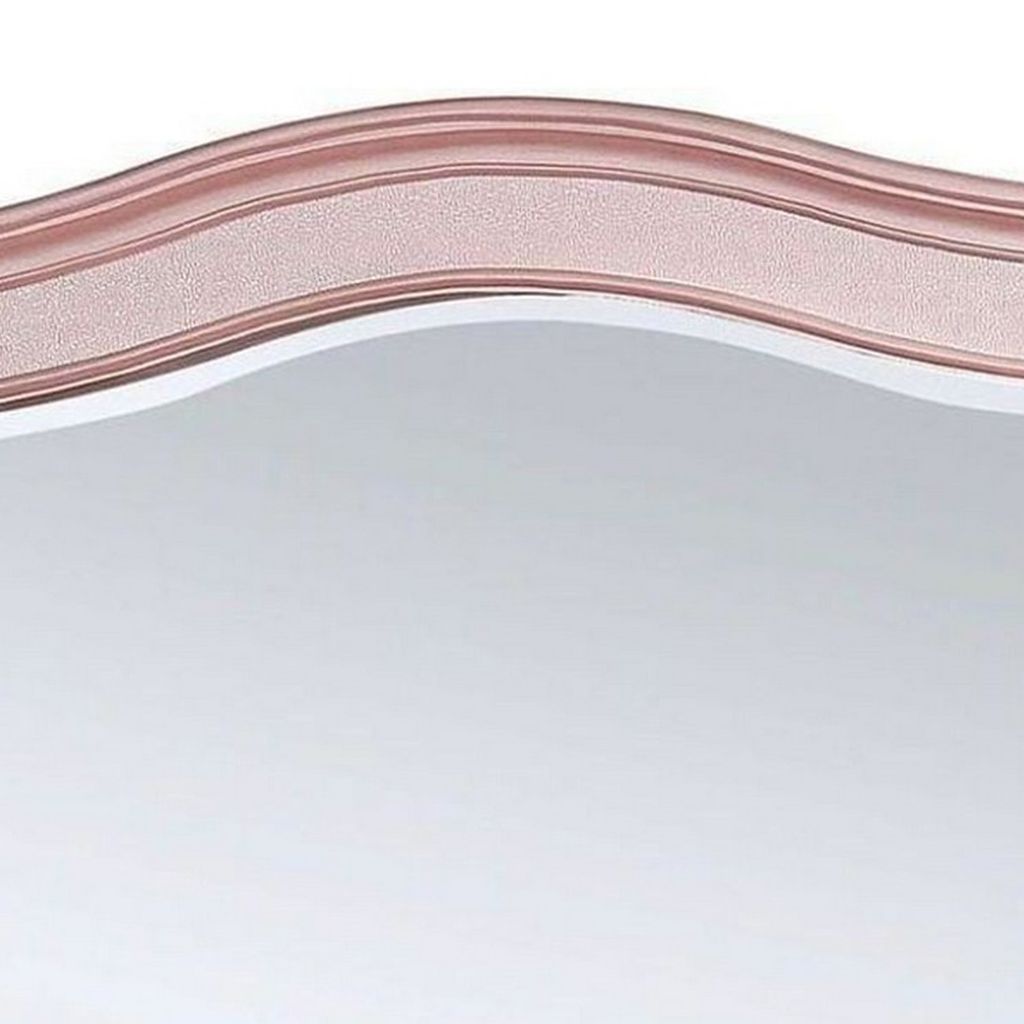 46 Inch Contemporary Style Wooden Frame Mirror, Rose Pink - View 3