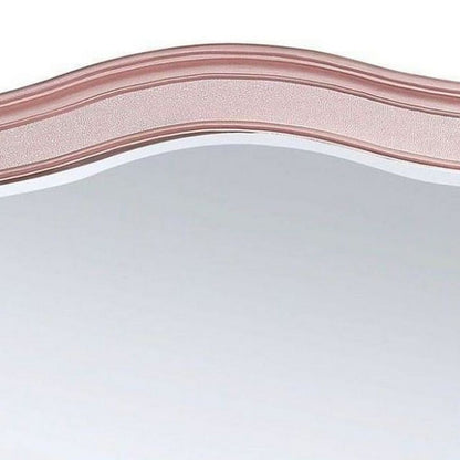 46 Inch Contemporary Style Wooden Frame Mirror, Rose Pink - View 3