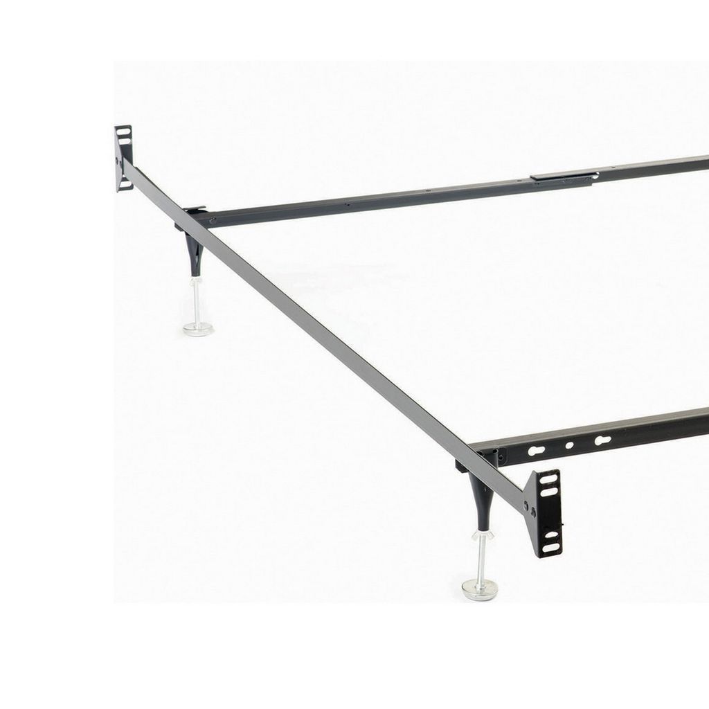 Nit Multisize Bed Frame, Twin or Full, 4 Legs with Glides, Black Metal - View 4