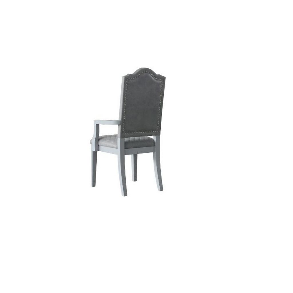 Arm Chair with Padded Seat and Arched Top, Set of 2, Beige - View 5