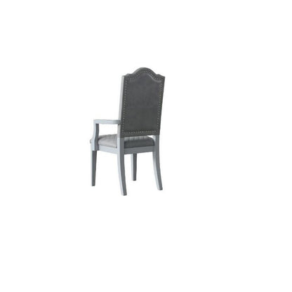 Arm Chair with Padded Seat and Arched Top, Set of 2, Beige - View 5