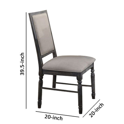 Linen Dining Side Chair with Turned Legs, Set of 2, Gray - View 5