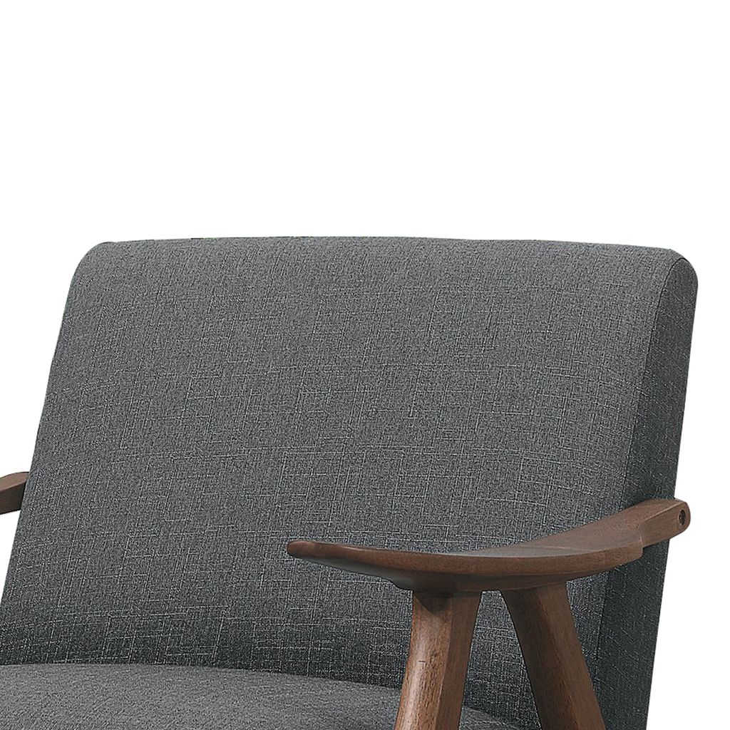 Fabric Upholstered Accent Chair with Curved Armrests, Gray - View 2