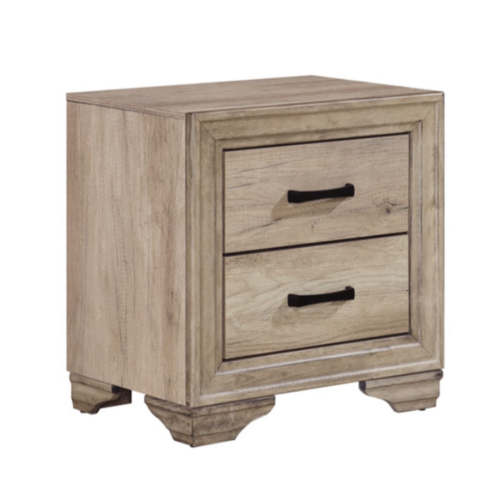 Wooden Night Stand With 2 Drawers In Brown - View 3