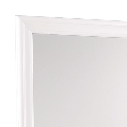 Transitional Square Mirror with Wooden Encasing and Convex Edges, White - View 2