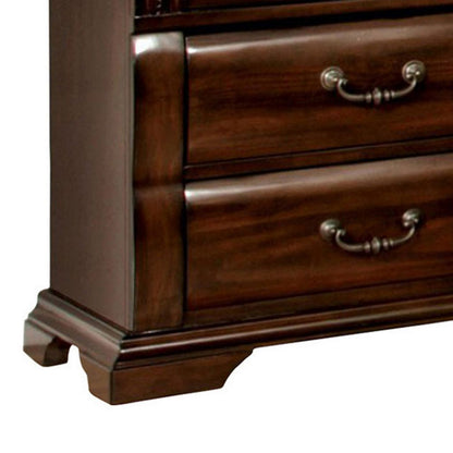 28 Inch Bedside Nightstand, 3 Drawers with Pewter Handles, Classic Dark Cherry Brown Solid Wood - View 4