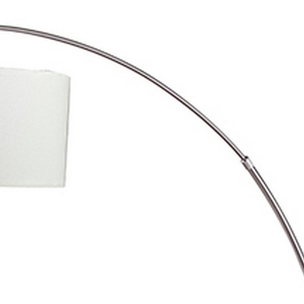 Floor Lamp with Curved Metal Frame and Drum Shade, Silver - View 3