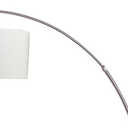 Floor Lamp with Curved Metal Frame and Drum Shade, Silver - View 3