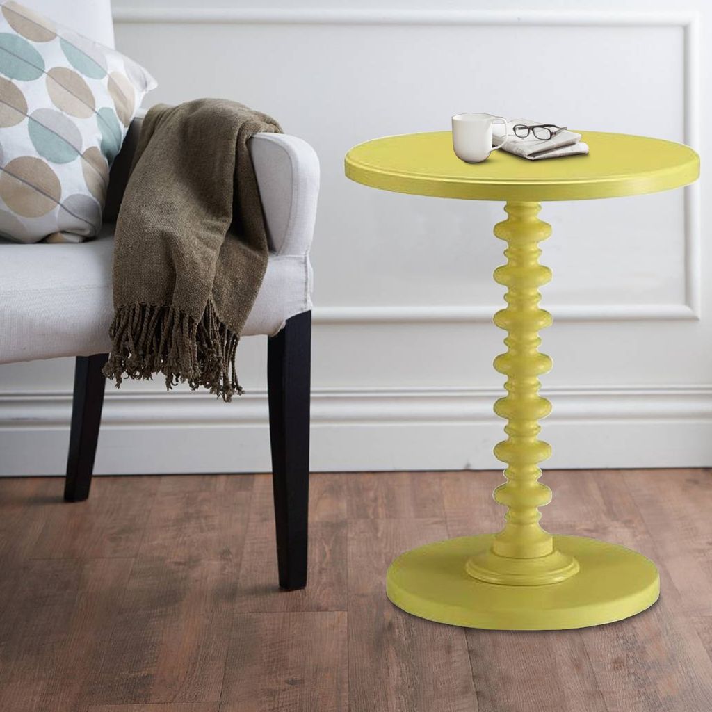 Astonishing Side Table With Round Top, Yellow - View 7