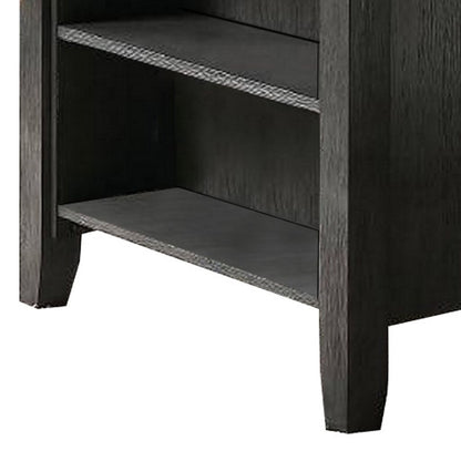 Wooden Counter Height Table with Three Storage Shelves, Gray - View 2