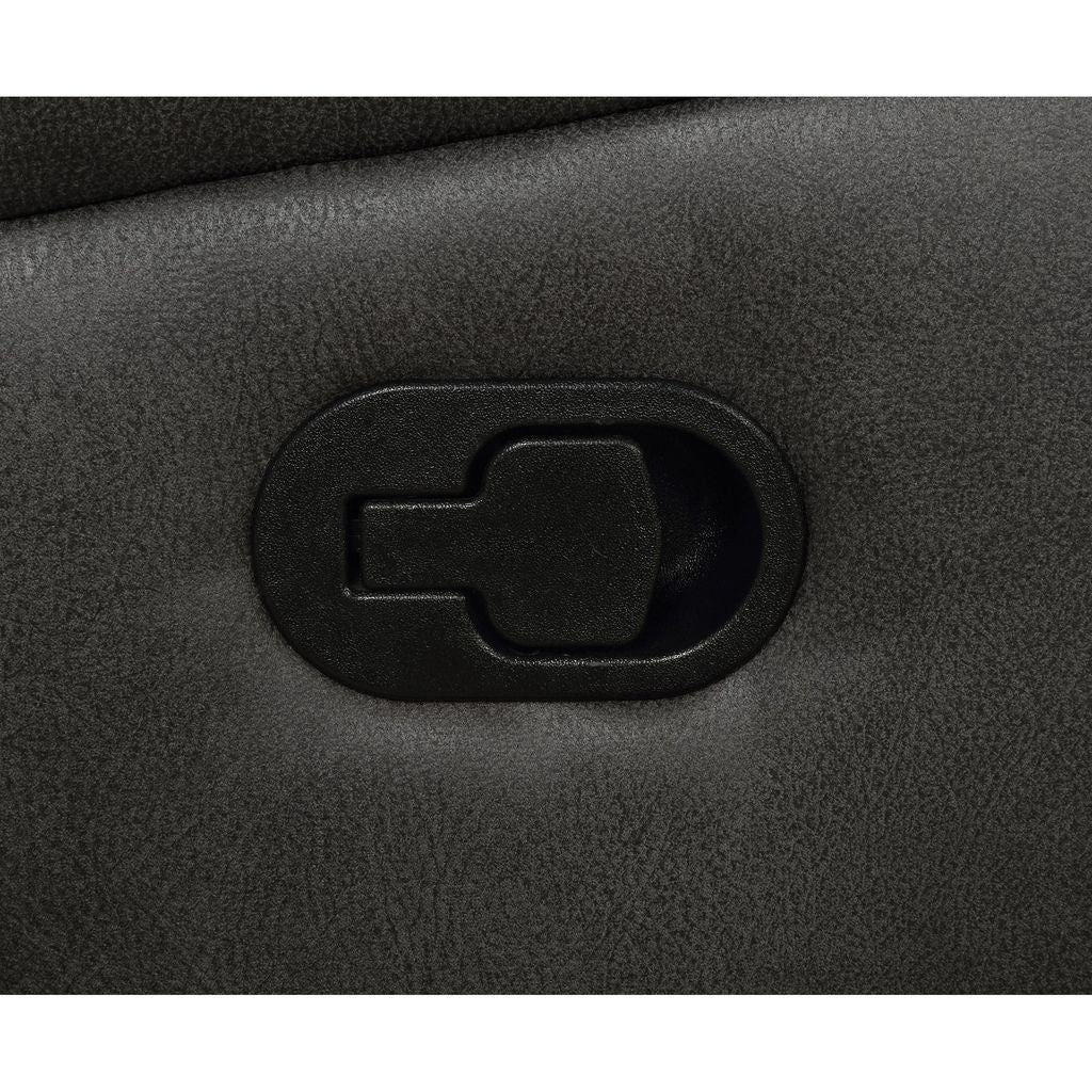 Lenard 41 Inch Manual Gliding Recliner, Piped Details, Charcoal Gray, Black - View 4