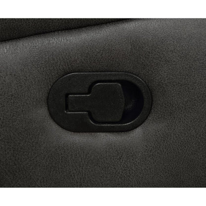 Lenard 41 Inch Manual Gliding Recliner, Piped Details, Charcoal Gray, Black - View 4