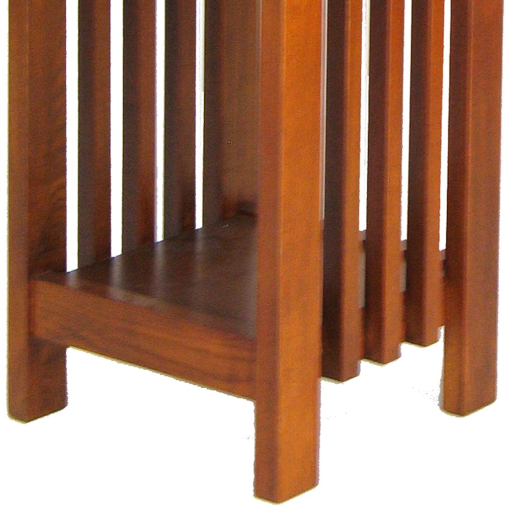 25 Inch Wooden Flower Stand with Slatted Sides and Bottom Shelf, Brown - View 4