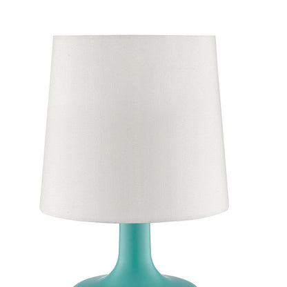 Metal Pot Belly Base Table Lamp with 3 Way Touch Light, White and Sky Blue - View 4