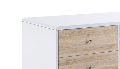 2 Drawer Contemporary Coffee Table with Pull Out Table, White and Brown - View 3