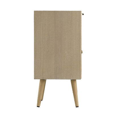 Keli 28 Inch Accent Cabinet, 1 Drawer, Pine, Woven Rattan Design, Natural - View 4