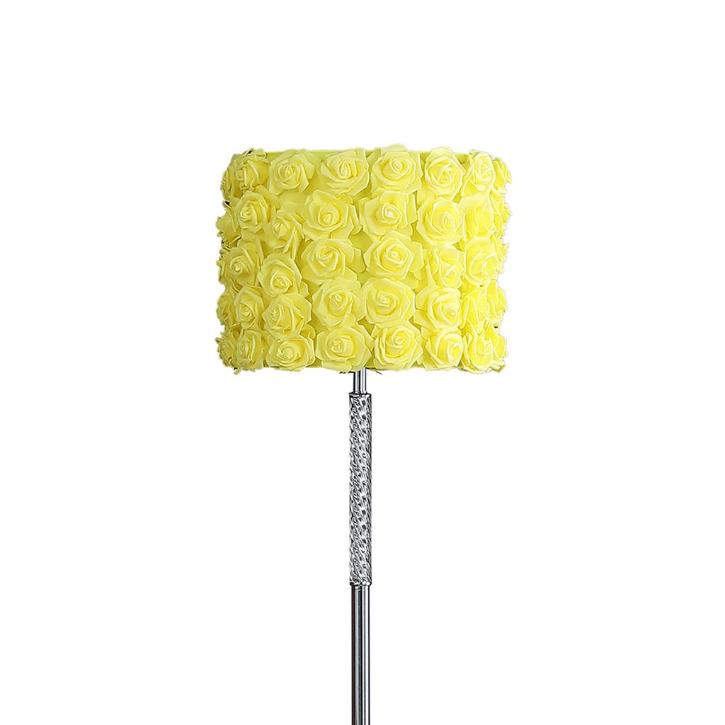 Finn 63 Inch Glamorous Floor Lamp, Rose Accent Shade, 100W, Yellow, Silver - View 3