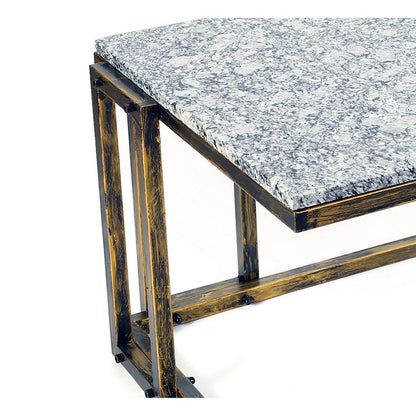 22 Inch Granite Top Plant Stand, Cast Iron Frame, Gray, Black, Gold - View 4